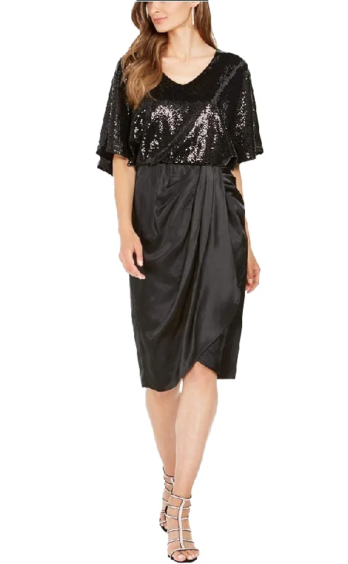 16 - 28th & park black sequin & satin midi dress