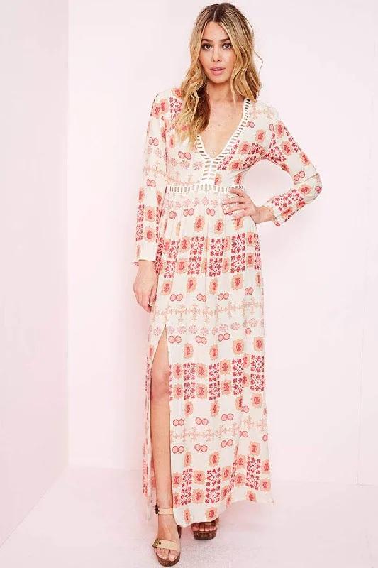 Avery Casual Maxi Dress Red Print