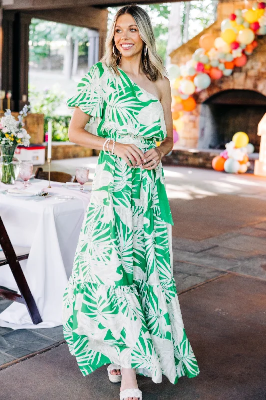 Beachside Beauty Green Palm Maxi Dress