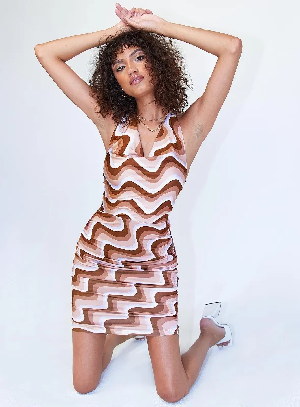 Bliss Mini Dress Brown Multi