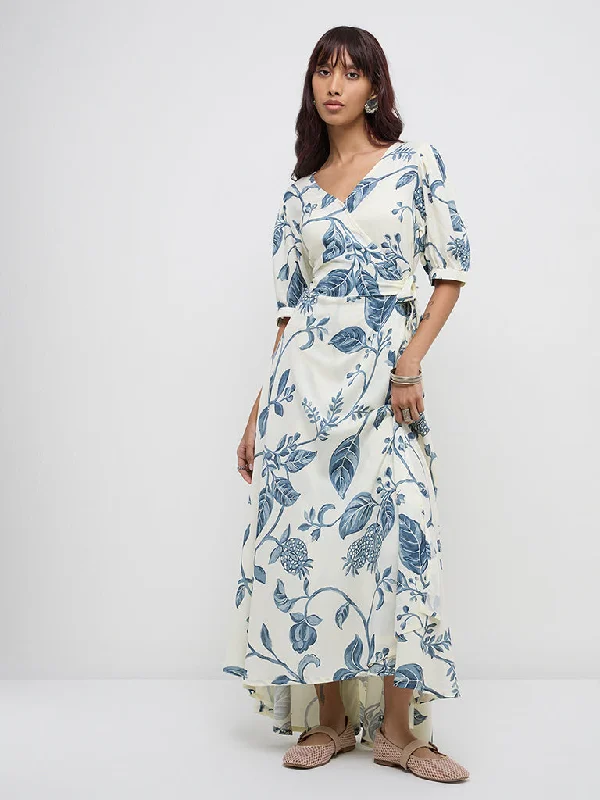 Bombay Paisley Off-White Botanical Printed Maxi Dress