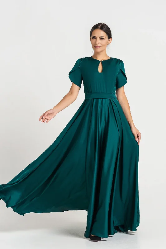 Emerald Green Cocktail Dress For Wedding Long Flowy Dress Maxi Mother Of The Bride Dress