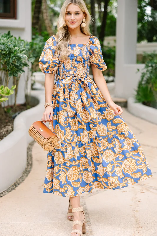 Feeling Bold Blue Floral Maxi Dress