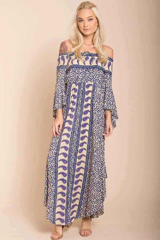 Lilia Tube Maxi Dress Beige Purple