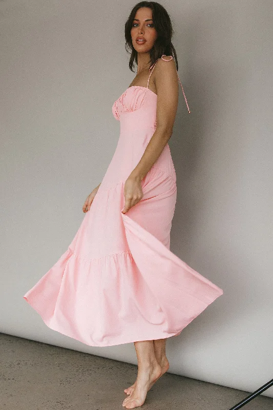 New Light Tied Shoulder Maxi Dress Blush