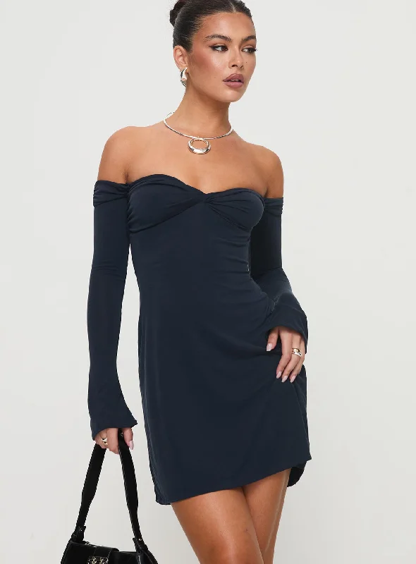 Suizie Off The Shoulder Mini Dress Navy