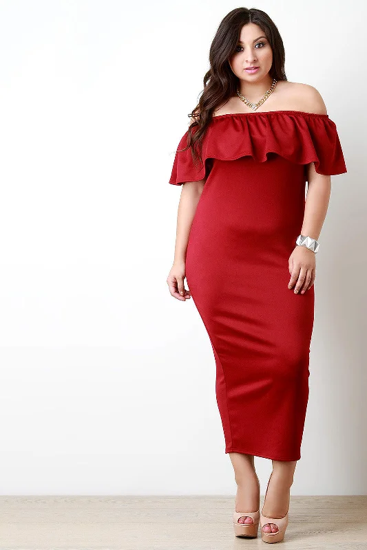 Off The Shoulder Ruffle Maxi Dress