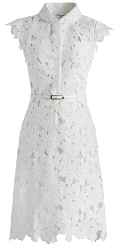 Full flower cut off midi dress women White Lace Midi Mid-Length Night Out Homecoming Dress c2615