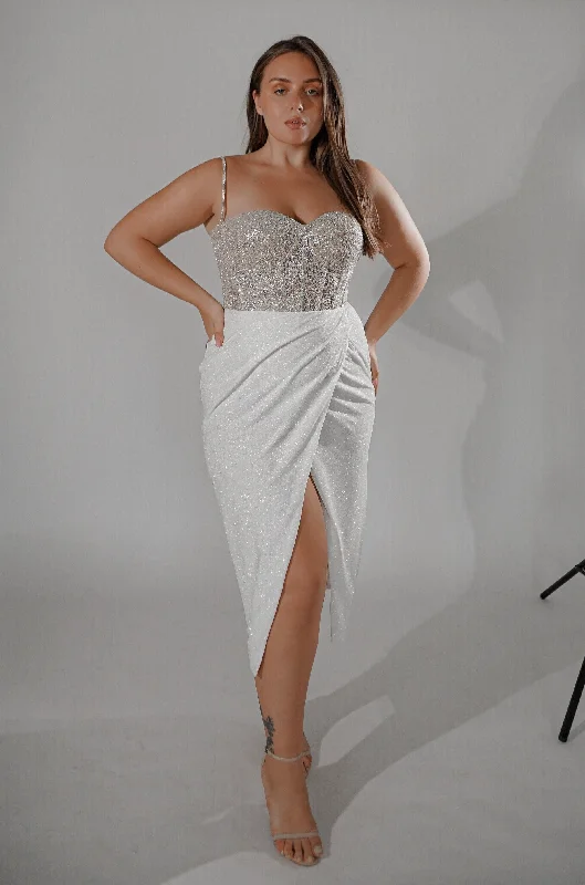 Plus Size Midi Sparkly Wedding Dress Madonna