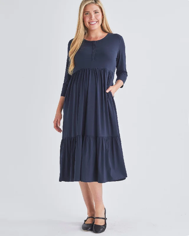 Essential Maternity Midi Dress in Navy