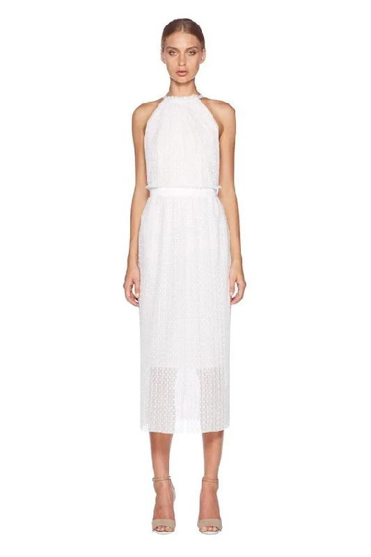 Rent: BEC + BRIDGE White Halter Midi Dress